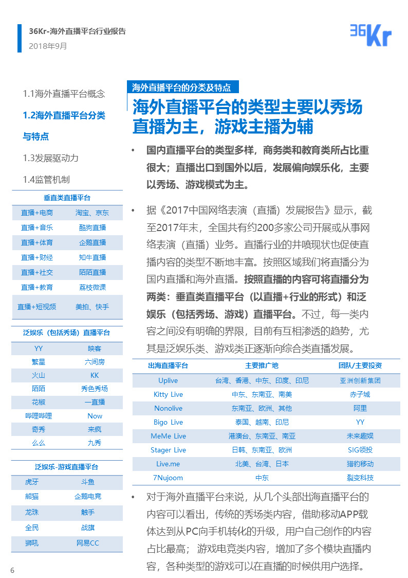海外直播行业研究报告