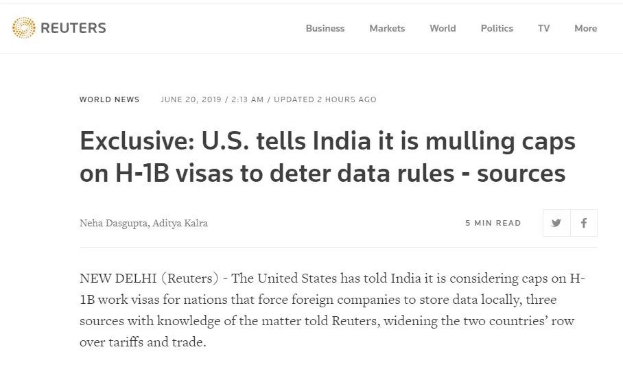 印度推进数据本地化政策激怒美政府 美国打算报