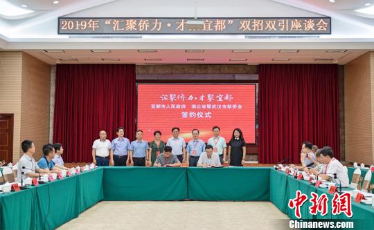 湖北省暨武汉市新侨专业人士联谊会与宜都市签订人才战略合作协议 王念慈 摄
