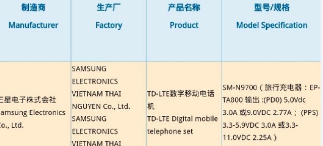三星Note10国行版入网！新青年科技：25W快充终于上了
