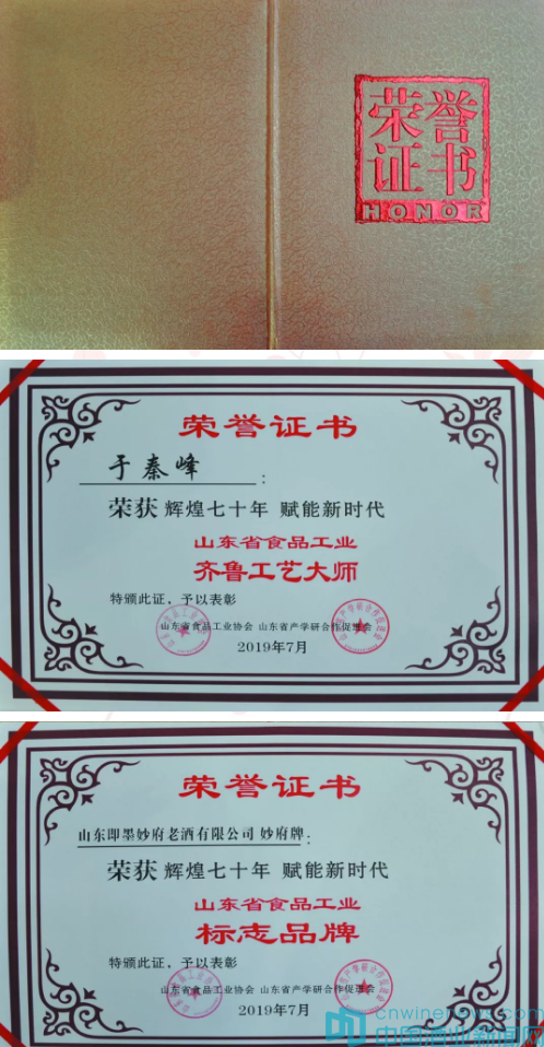 喜报：于秦峰荣获“辉煌七十年山东省食品工业