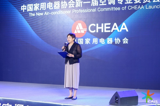 中国家用电器协会副理事长王雷宣布新一届空调专委会主任委员、副主任委员单位选举结果