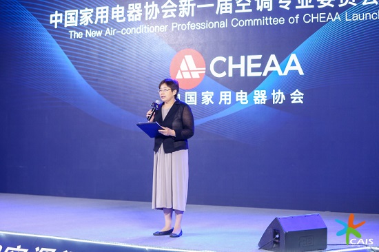 中国家用电器协会副理事长王雷宣布新一届空调专委会主任委员、副主任委员单位选举结果