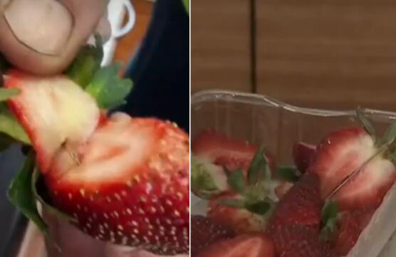 澳水果中频现凶器：草莓中插钉子，葡萄干里夹