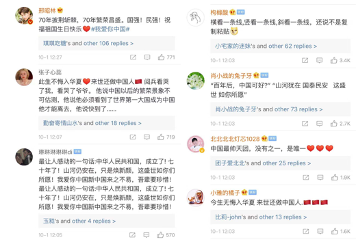 微博70小时国庆直播累计播放量6.8亿 正能量祝福