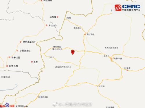 新疆塔城地区乌苏市发生3.3级地震 震源深度8千米