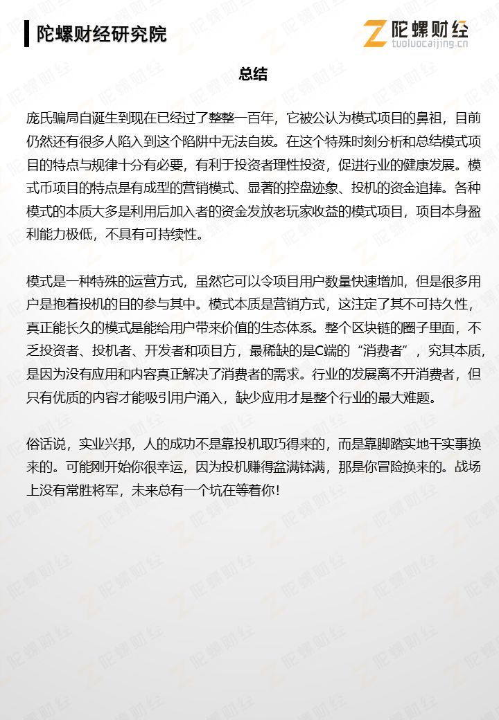 报告：“模式币”项目生命周期比较研究