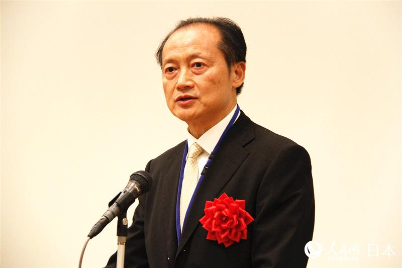 中国驻日本大使馆科技处公使衔参赞夏鸣九在“樱花科技计划实施5周年纪念大会”上致辞。（李沐航 摄）