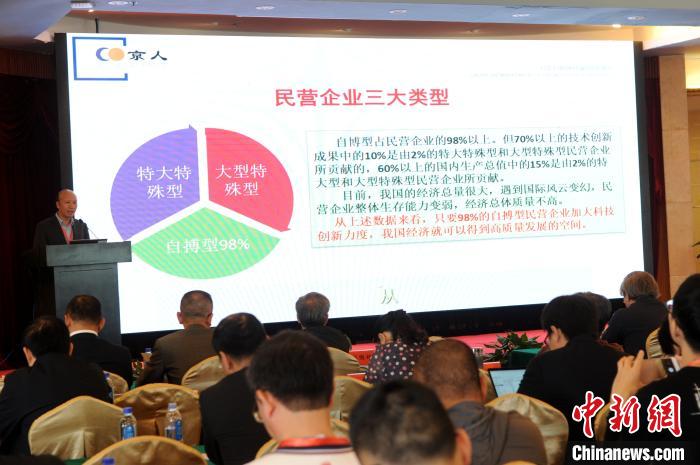 嘉宾就推动民营企业加强科技创新加快发展作主旨演讲。　张金川 摄