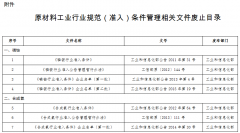 <b>关于原材料工业行业规范（准入）条件管理相关</b>