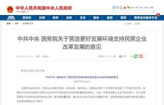 中央发文力挺民营企业：放开电信、铁路、石油