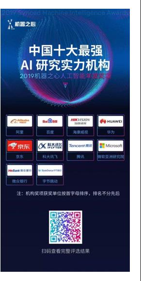 科大讯飞荣获机器之心年度奖项“中国十大强AI研究实力机构”