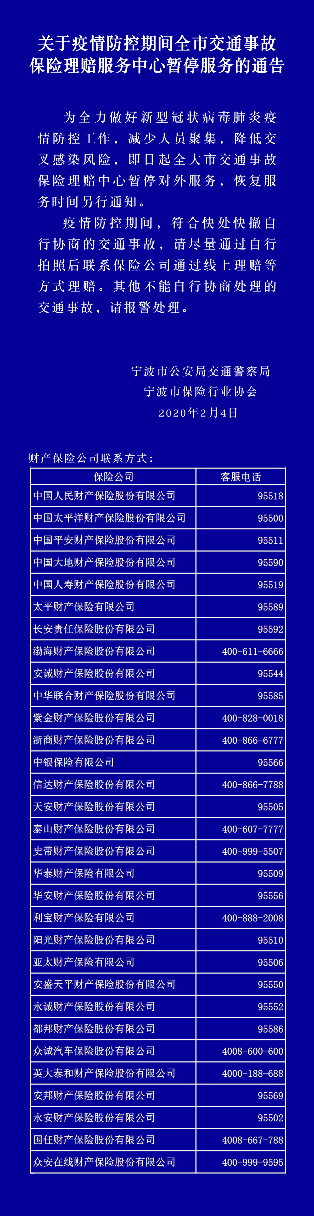 @宁波人 即日起交通事故保险理赔中心暂停服务