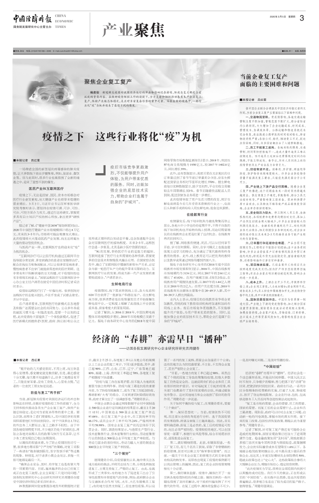 当前企业复工复产 面临的主要困难和问题