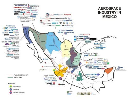 目前有300多家航空航天公司在墨西哥有投资，其中不乏霍尼韦尔、德事隆、庞巴迪和空客等知名企业。（图片来源于网络）