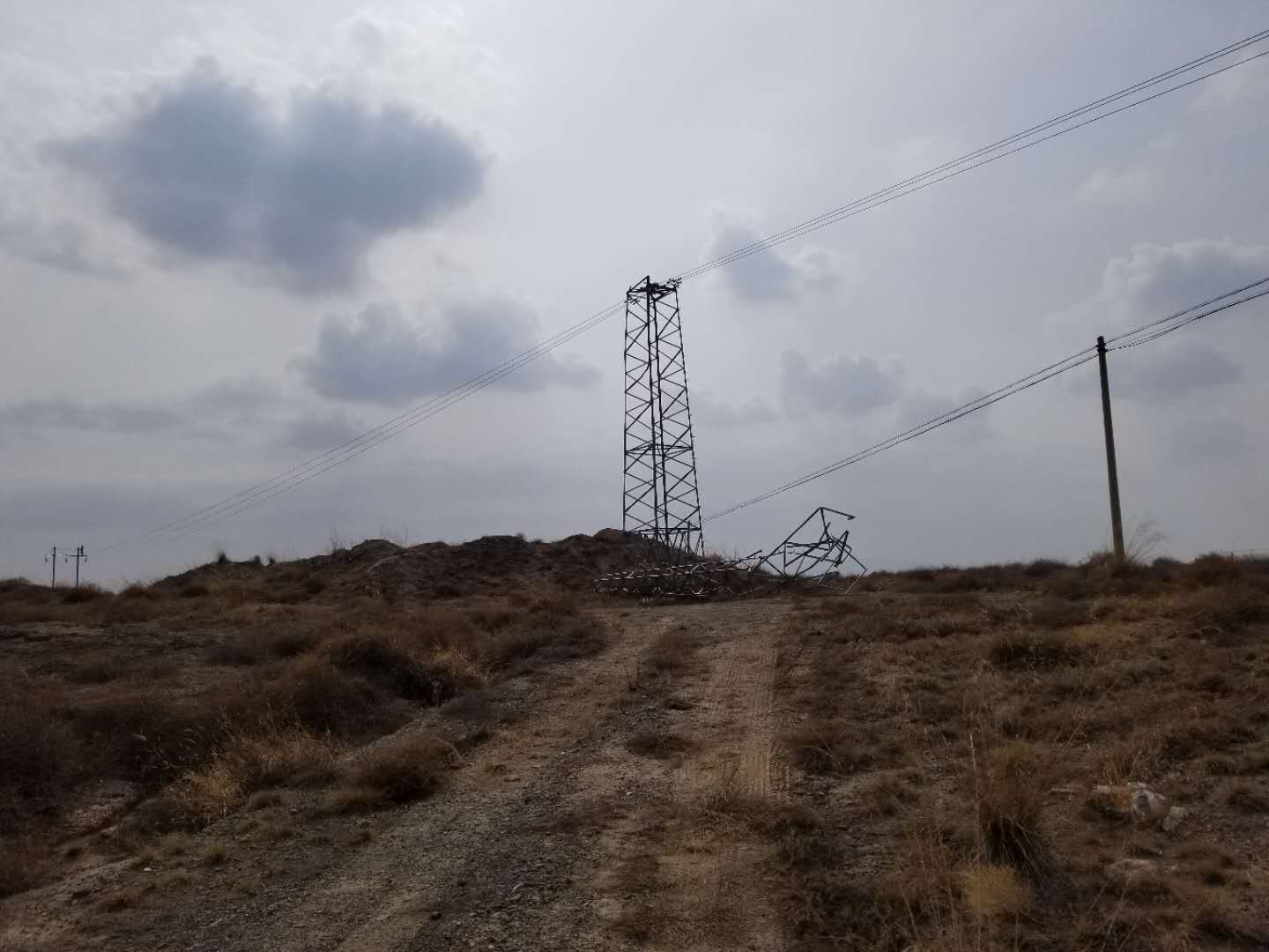 吴忠供电公司紧急抢修被风刮倒线路铁塔