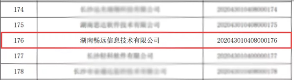 畅远技术入库湖南省2020年第一批科技型中小企业名单