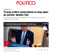 美国肉类加工行业工会：20名工人死于新冠，另有