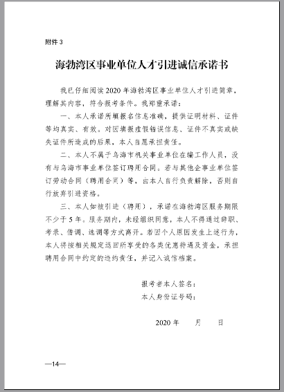 2020乌海市海勃湾区人才引进247人