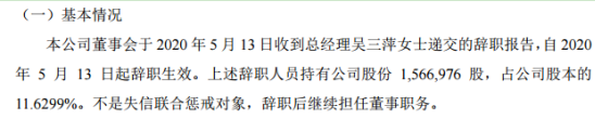 极致科技总经理吴三萍辞职 持有公司11.63%股份