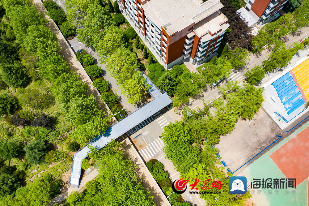校园里建起过街天桥 山东科技大学青岛校区很暖