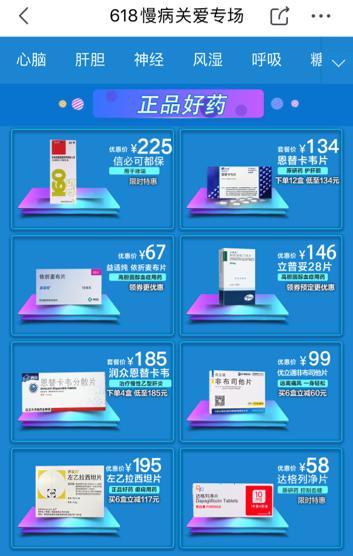京东大药房618药品专项补贴 多款慢病用药低于4+7中标价