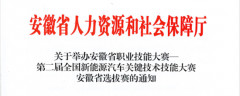 关于举办安徽省职业技能大赛——第二届全国新能源汽车关键技术技能大赛安徽