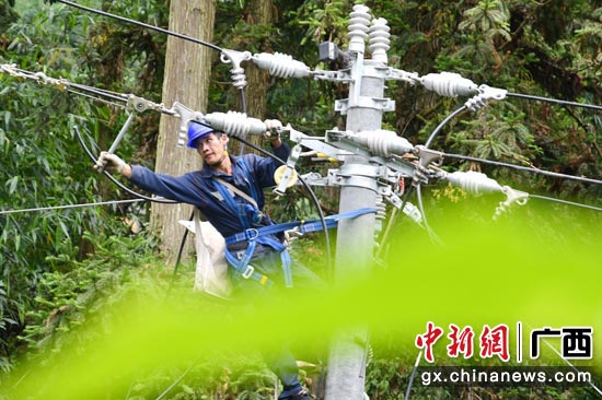 6月29日，南方电网广西河池罗城供电局更换10千伏平英线白马2号台区变压器，全力满足仫佬山乡群众用电需求。全达鹏 摄
