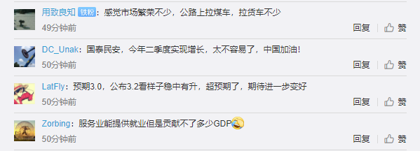 中国二季度GDP增长3.2% 网友：为这份成绩单点赞！