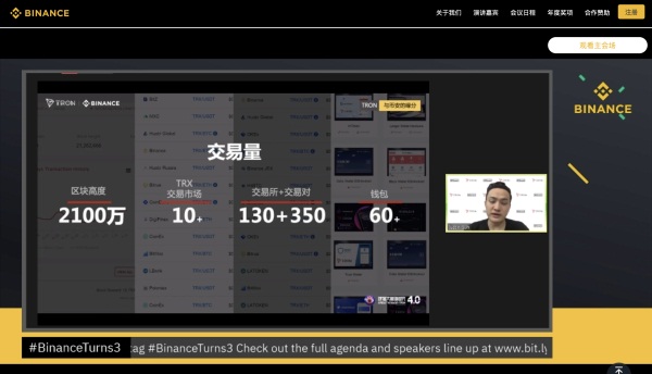币安三周年|波场TRON孙宇晨：与大家共同创造人类区块链历史的奇迹